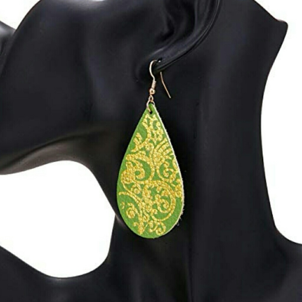NEW Leather Droplet Earrings - Picture 1 of 4